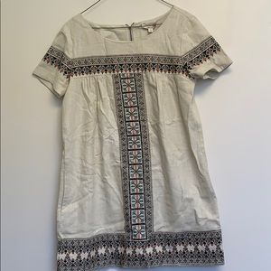 Ella moss cream linen embroidered dress sz medium